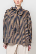 Camisa de rayas con lazo - azul