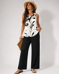 Rufina - Conjunto Top Artístico y Pantalón Negro