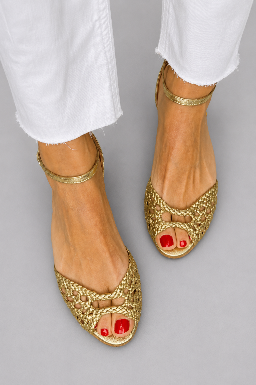 Benedetta - Sandalias Trenzadas Doradas