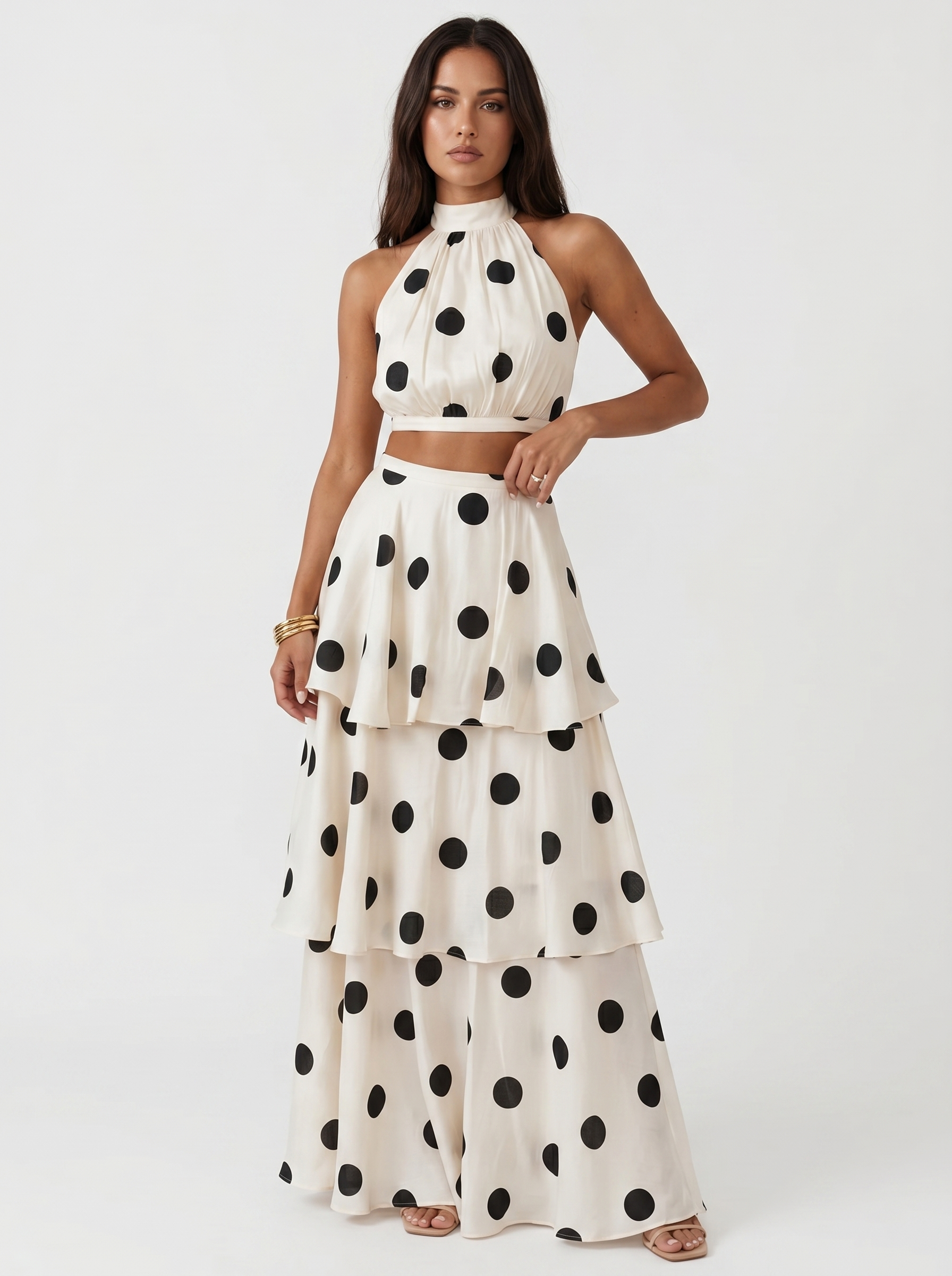 Lucía conjunto top y falda de lunares