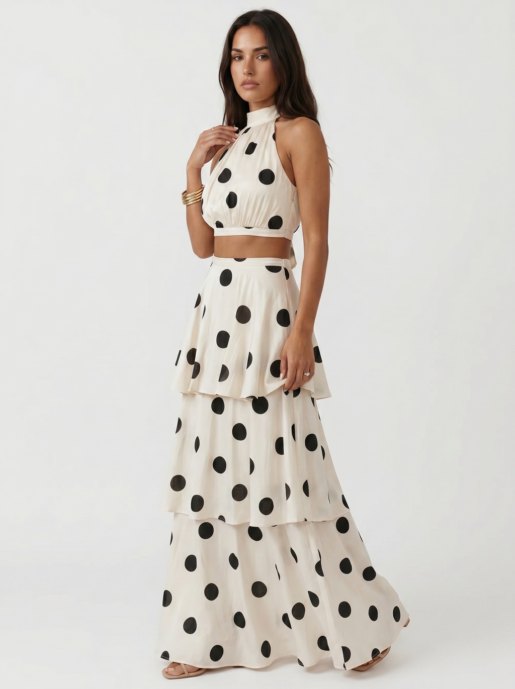 Lucía conjunto top y falda de lunares