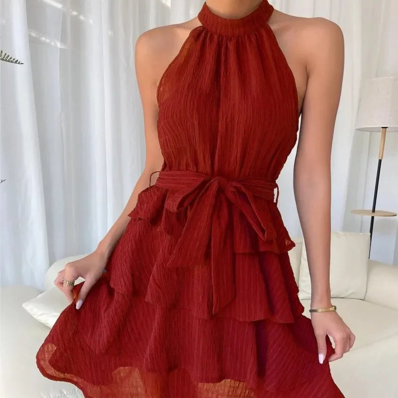 Rocío | Vestido Mini Halter Rojo