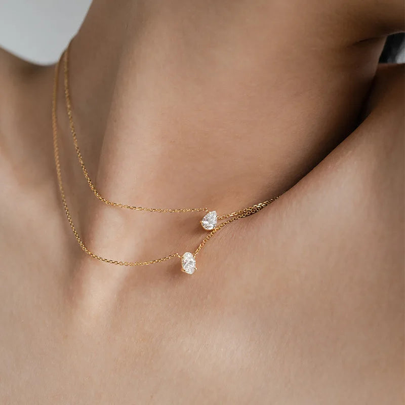 Lucía | Collar Colgante Gota con Circonita