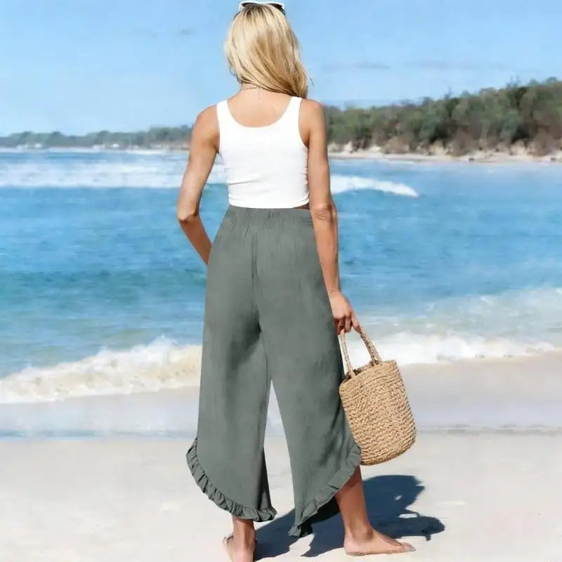 Manon | Pantalón Lino Cropped Fruncido
