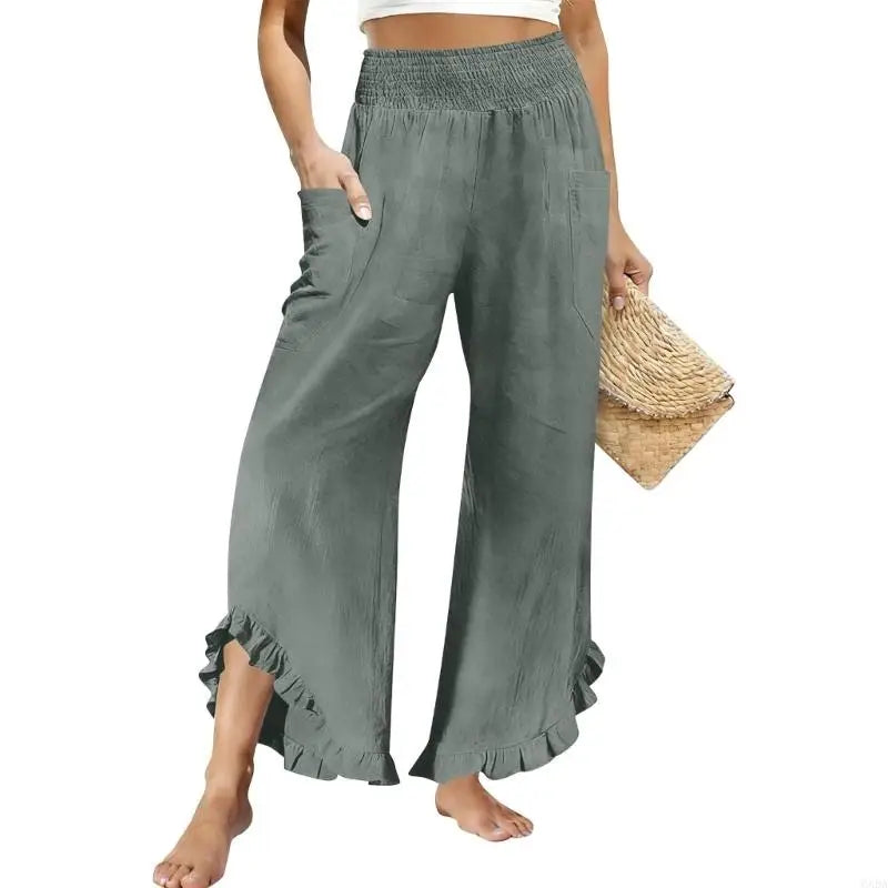Manon | Pantalón Lino Cropped Fruncido