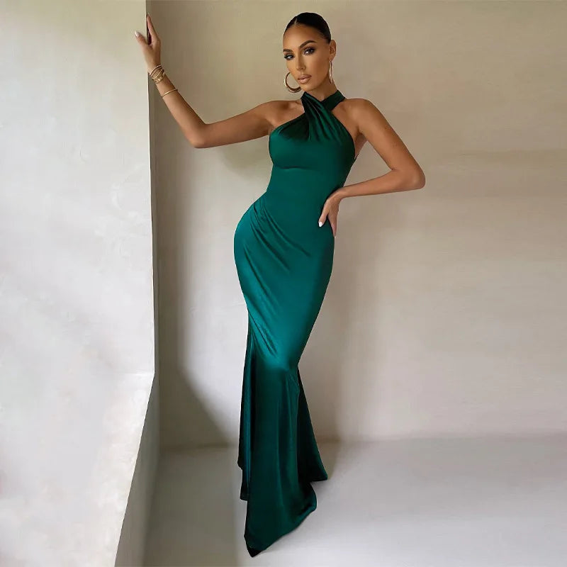 Ainara | Vestido Fiesta Halter Escote Cruzado