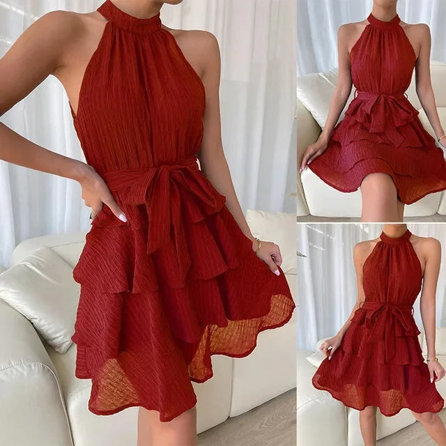 Rocío | Vestido Mini Halter Rojo