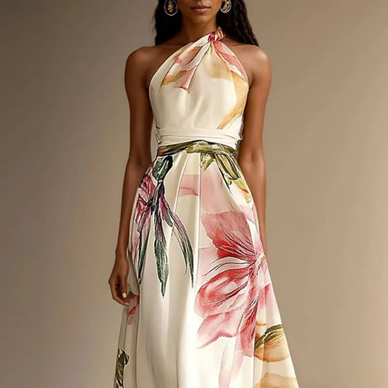 Marisol | Vestido Bohemio Un Hombro Estampado Floral