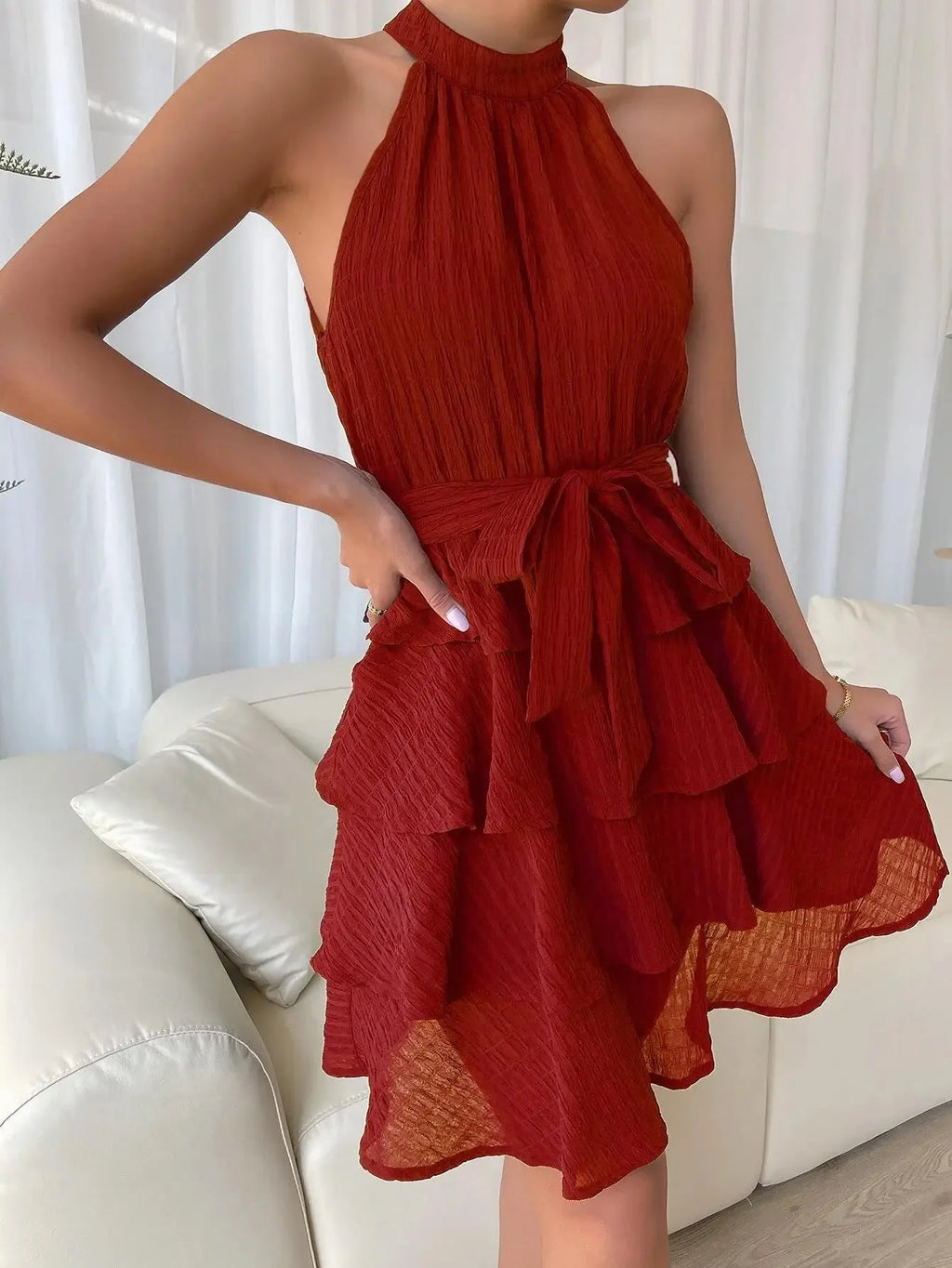 Rocío | Vestido Mini Halter Rojo
