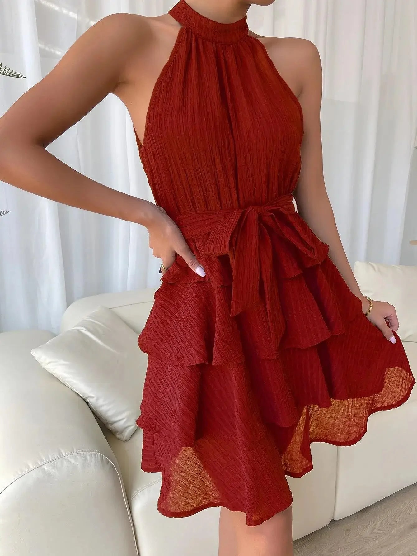 Rocío | Vestido Mini Halter Rojo