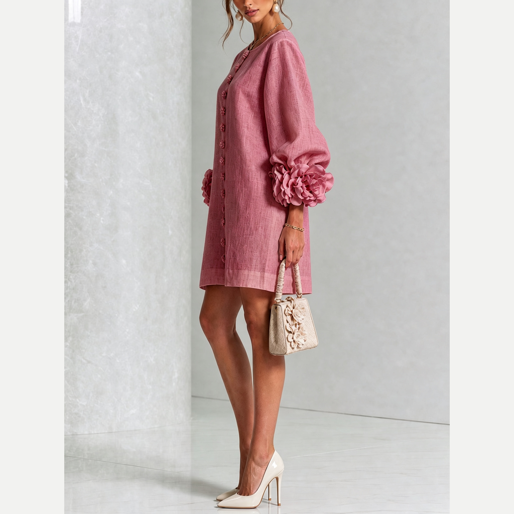 Adeline | Vestido mini floral rosa, vista lateral
