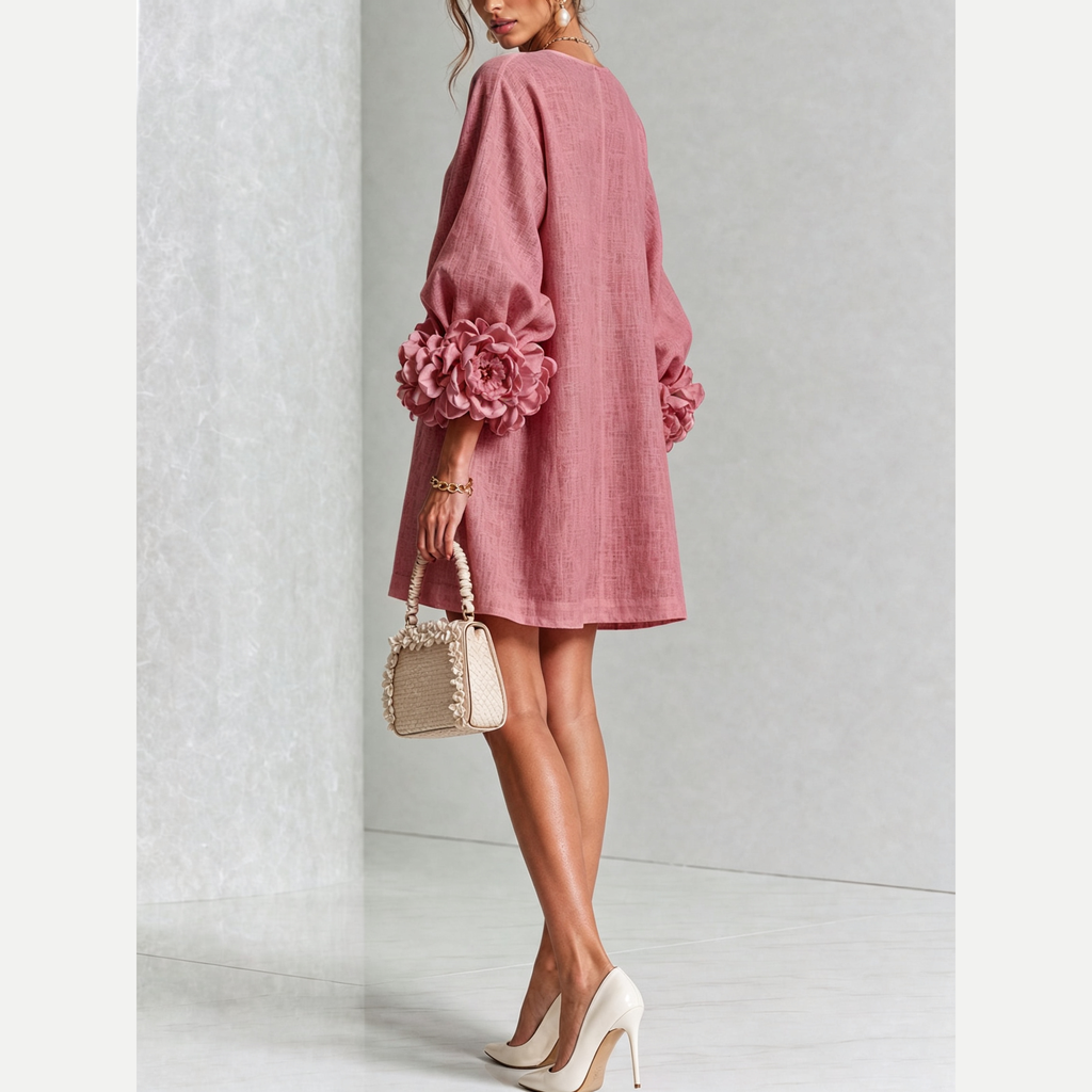 Adeline | Vestido mini floral rosa, vista trasera
