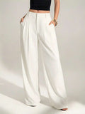 Alba pantalón palazzo blanco elegante de frente