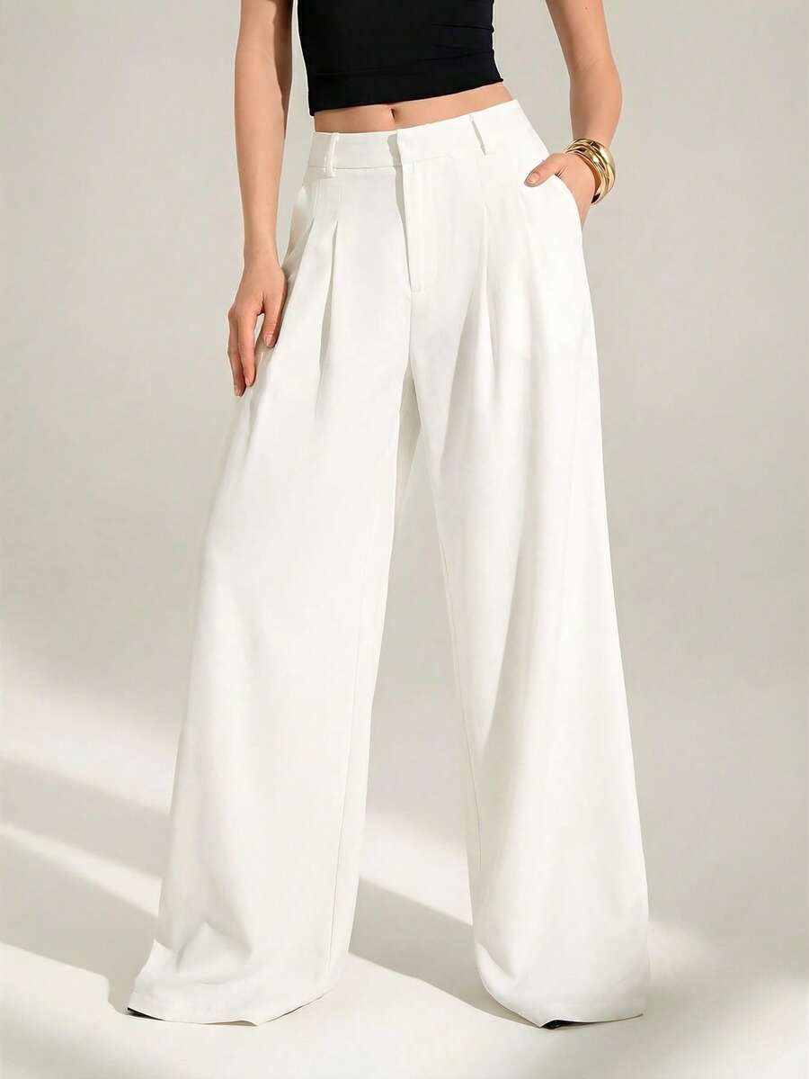 Alba pantalón palazzo blanco combinación elegante