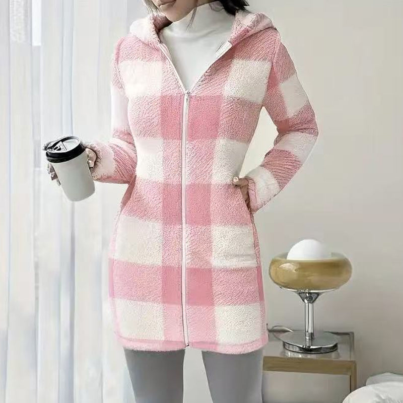 Doralisse | Abrigo largo de cuadros con capucha - imagen 10