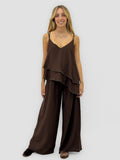 Eva conjunto con top asimétrico y pantalón palazzo