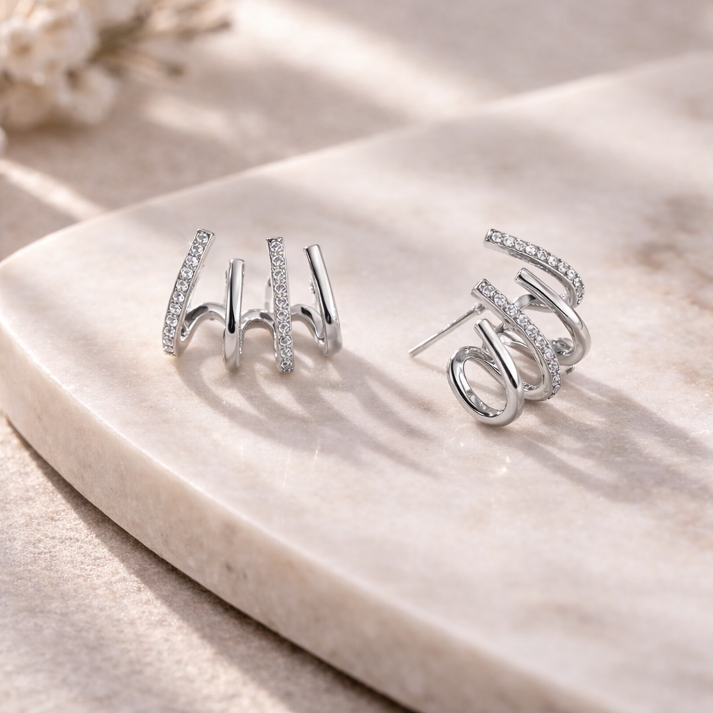 Evarune | Pendientes espiral con circonitas - imagen 2