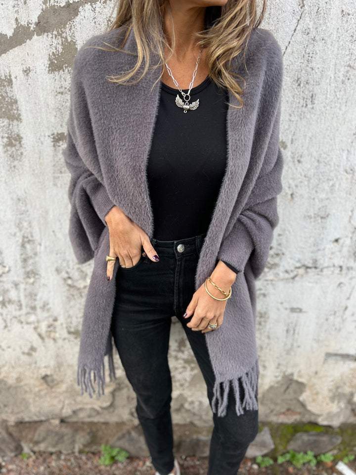 Solenne | Chaqueta larga abierta con flecos - imagen 2