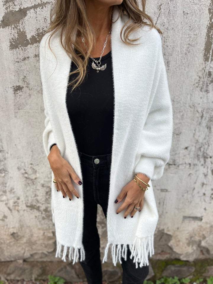 Solenne | Chaqueta larga abierta con flecos - imagen 3