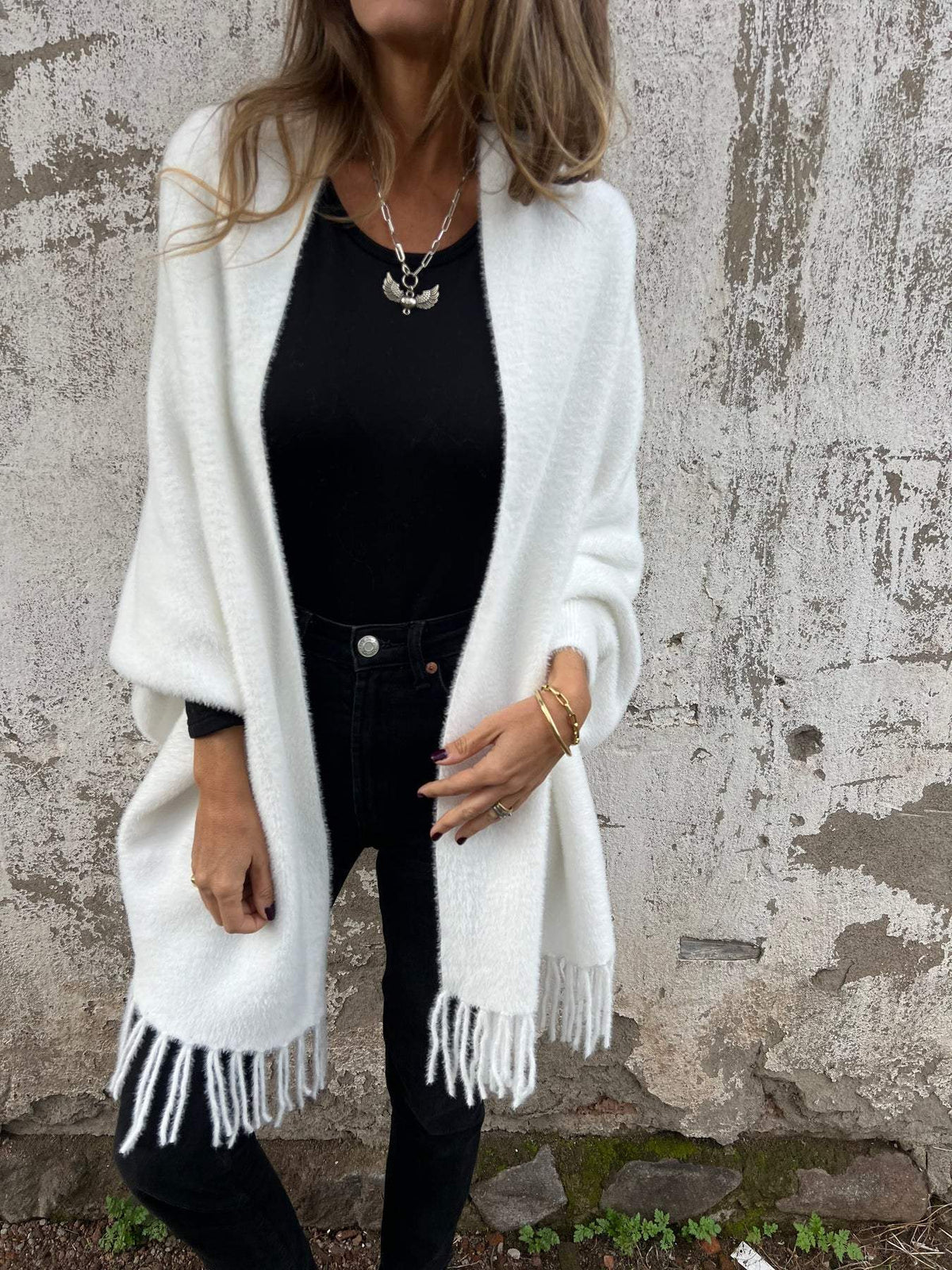 Solenne | Chaqueta larga abierta con flecos - imagen 4
