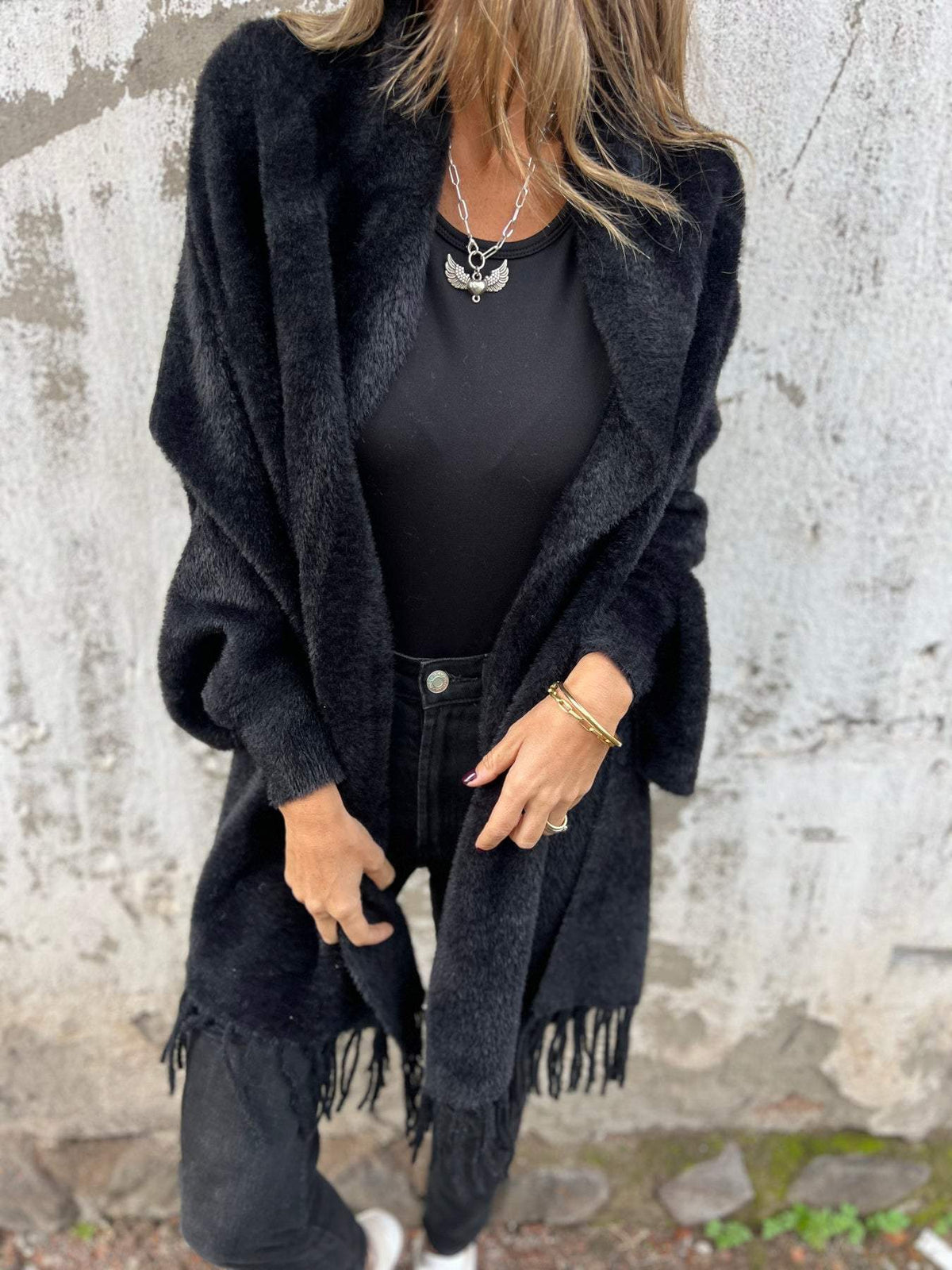 Solenne | Chaqueta larga abierta con flecos - imagen 5