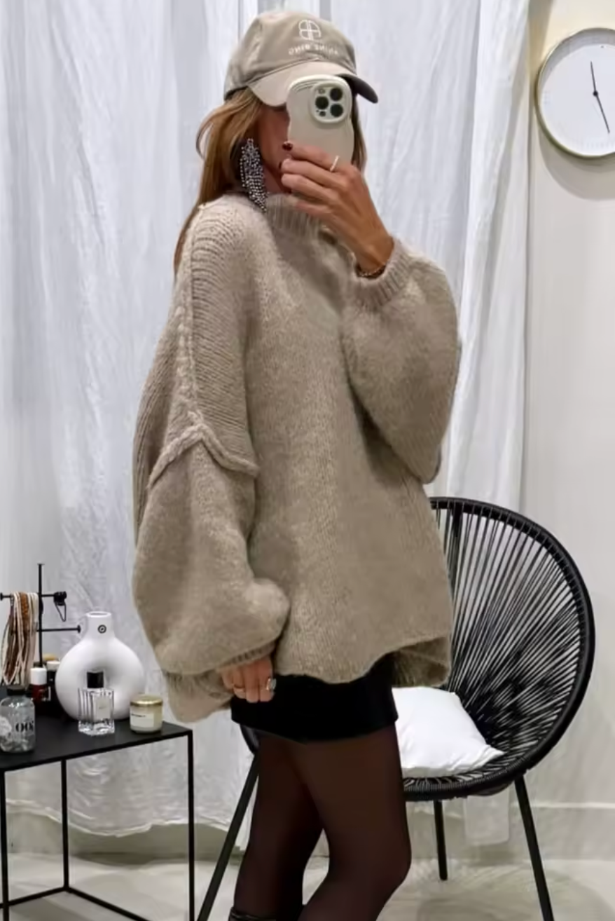 Nora jersey oversize beige - lifestyle