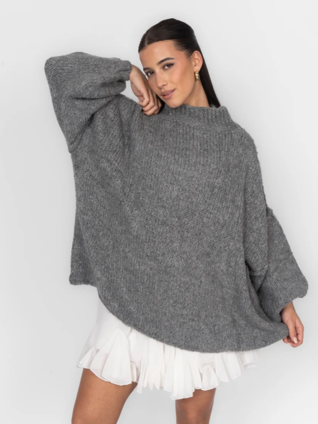 Nora jersey oversize gris - detalle
