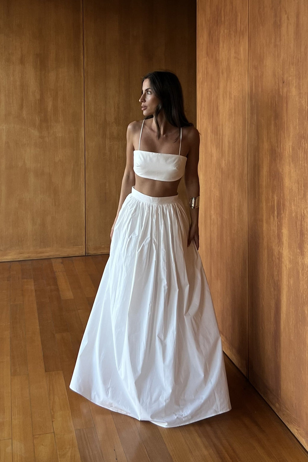 Selene | Conjunto blanco con top y falda maxi - imagen 1