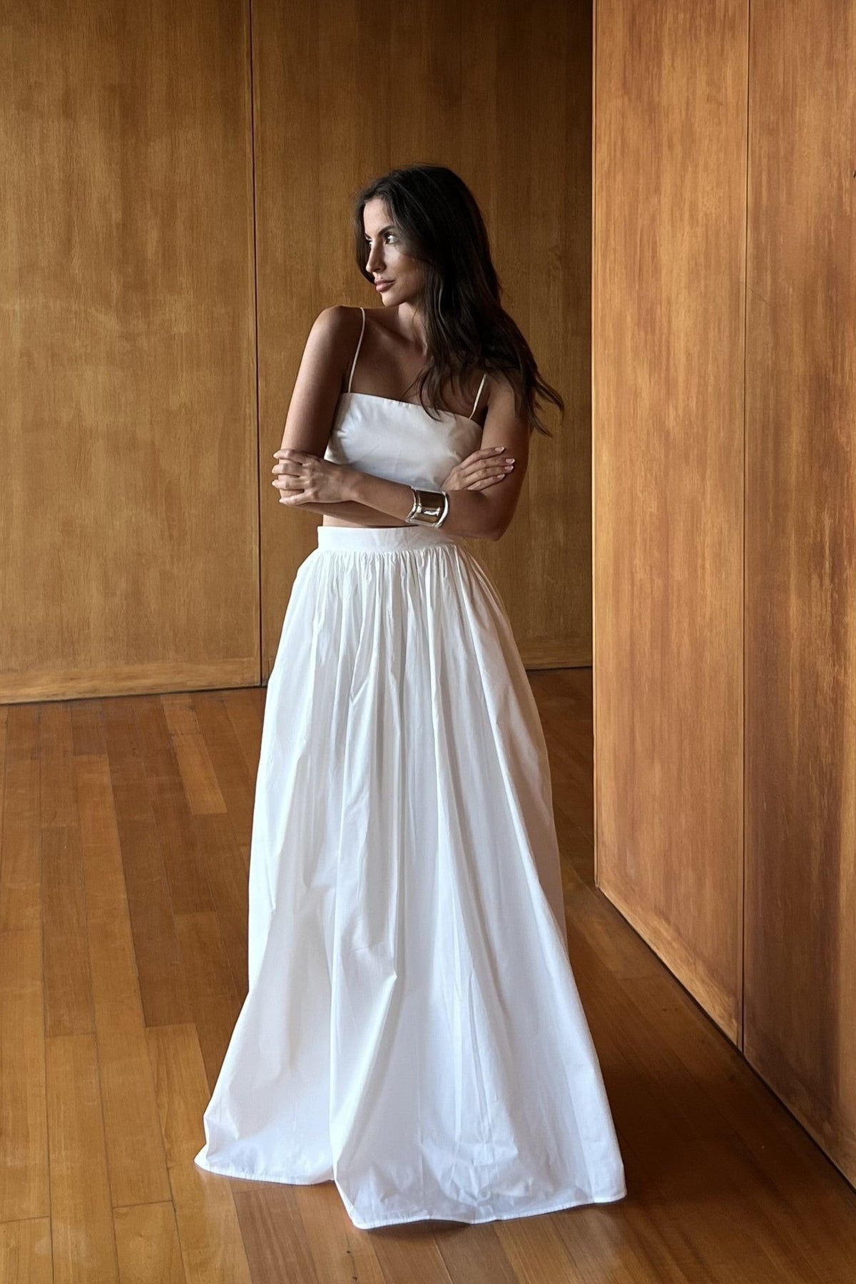 Selene | Conjunto blanco con top y falda maxi - imagen 3