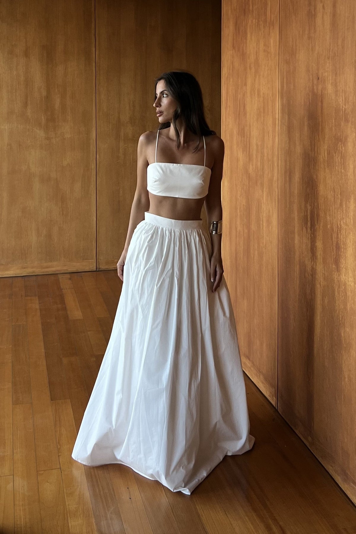 Selene | Conjunto blanco con top y falda maxi - imagen 4